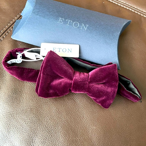 Eton Red Velvet Bow Tie - Ready Tied. NEW - Picture 2 of 7